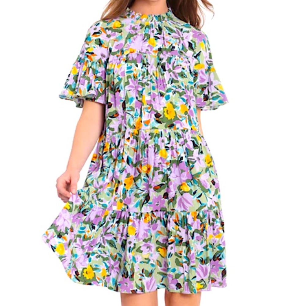 Donna Morgan Sage Lilac Flowy Dress
